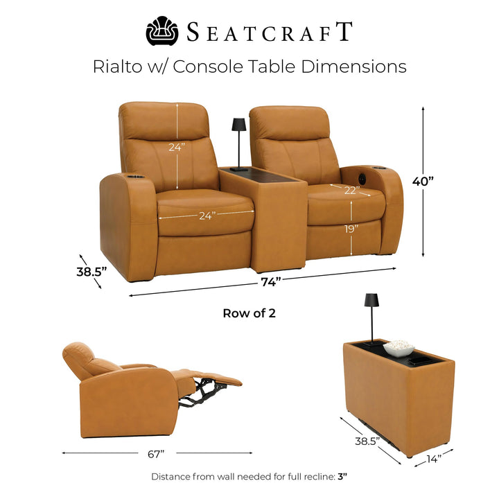 Rialto w/ Straight Console and Power Recline