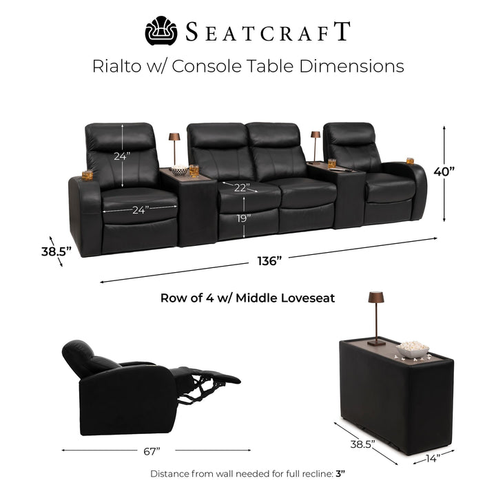 Rialto w/ Straight Console and Power Recline