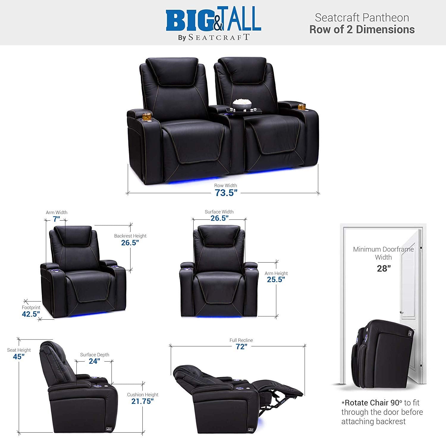 Pantheon Big & Tall Home Theater Seats – Seatcraft
