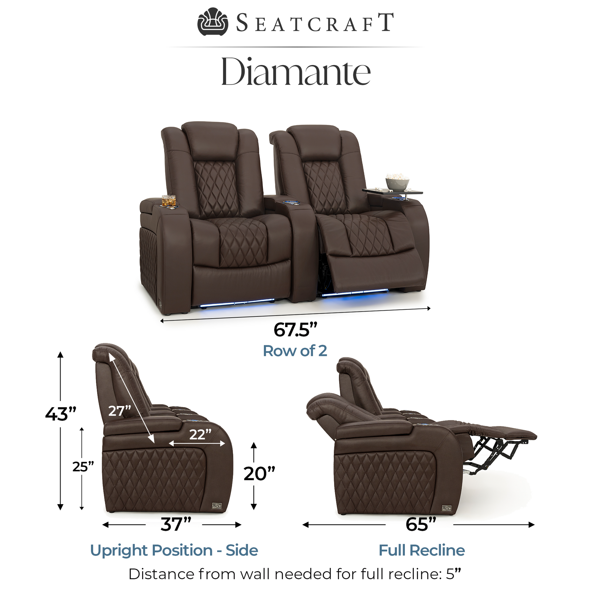 Diamante - Smokey Blue / Row of 2 / Standard - 68 Diamante - Smokey Blue / Row of 2 / Standard - 68