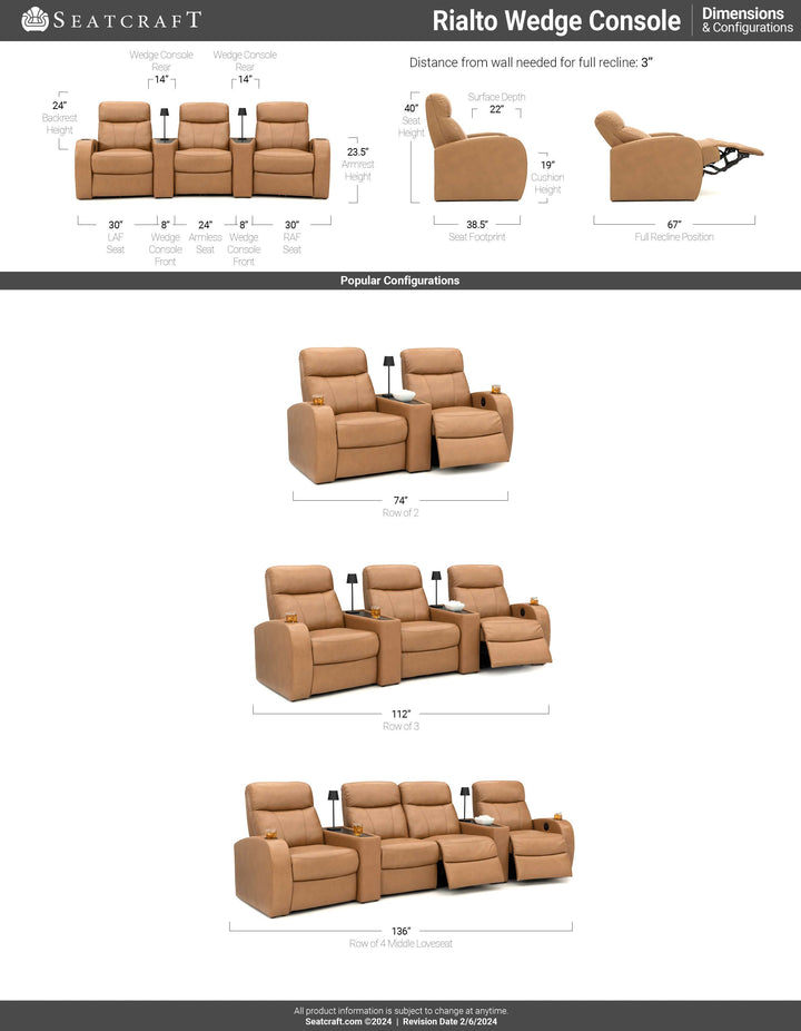 Rialto w/ Wedge Console and Power Recline