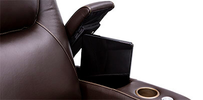 Seatcraft Colosseum Big and Tall Home Theater Sofa In-Arm Storage